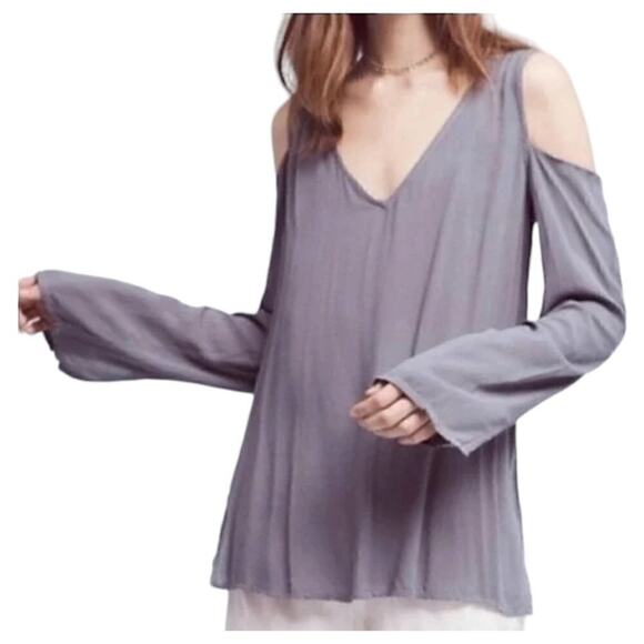 Anthropologie Cloth & Stone Cass Cold Shoulder Long Sleeve Top Blouse Size S - Picture 1 of 6